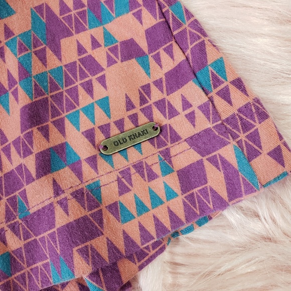 Old Khaki Geometric Print Ombre Short Skirt - Picture 8 of 8